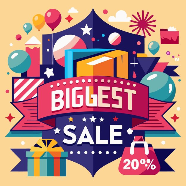 Vector colorful graphic design with a sale announcement