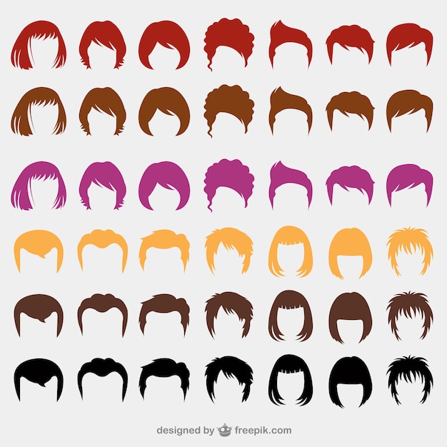 Vector colorful hairstyles