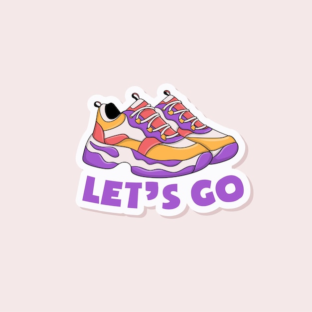 Vector colorful hand drawn cool sneakers stickers