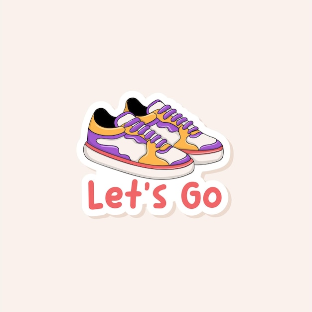 Vector colorful hand drawn cool sneakers stickers