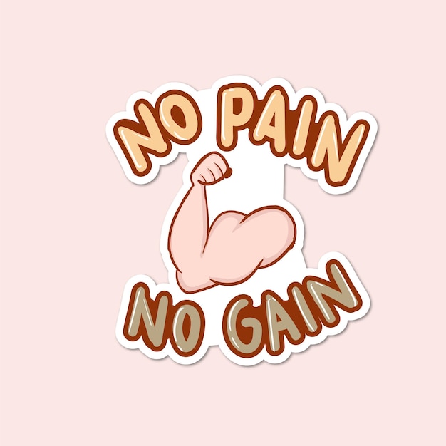 Colorful Hand drawn no pain no gain stickers