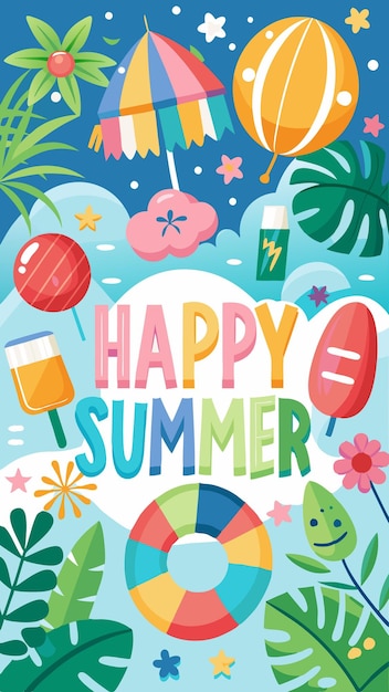 Vector colorful happy summer illustration