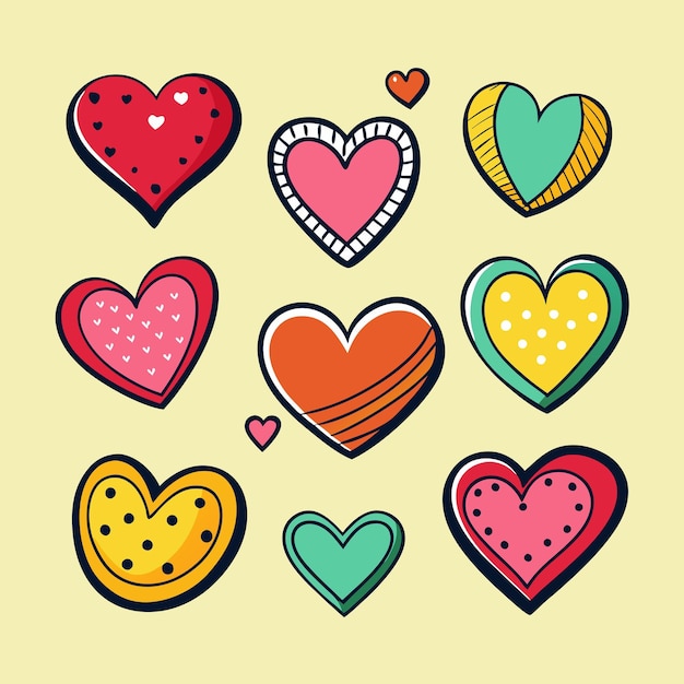 Vector a colorful heart with a yellow background with a pink heart on it