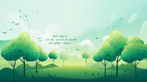 Vector a colorful illustration of a landscape with trees and a place for your text