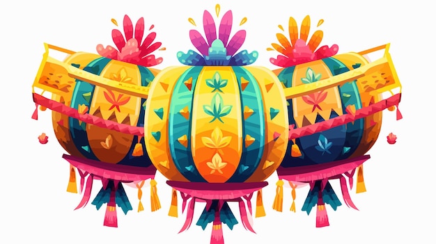 a colorful illustration of three pineapples with colorful patterns