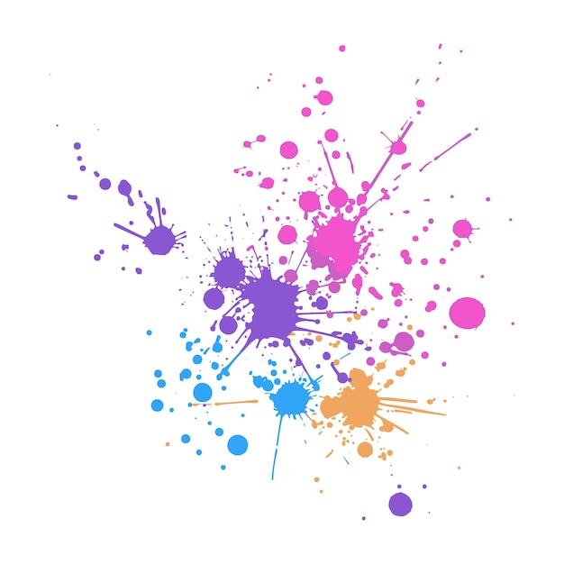 Colorful ink splatter design with vibrant hues on white