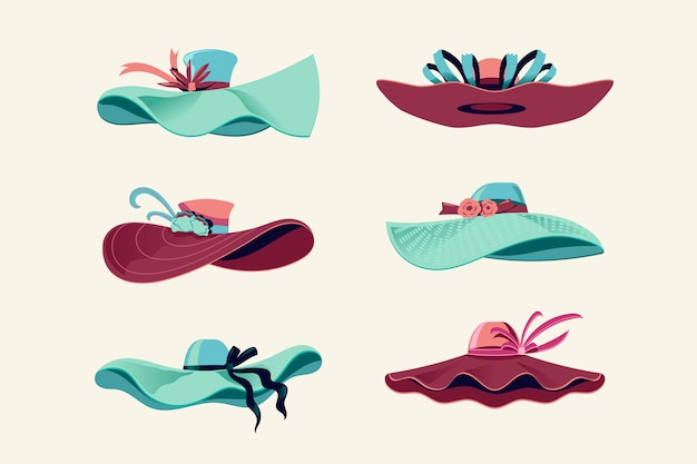 Colorful Kentucky Derby Hats Set Illustration