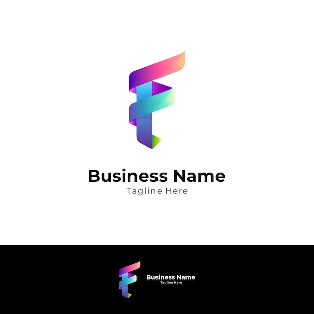 Colorful letter B logo with 3d ribbon shape concept