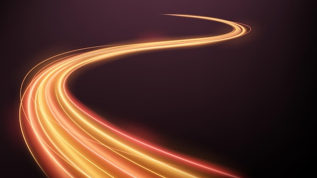 Vector colorful light trails long time exposure motion blur effect vector illustration