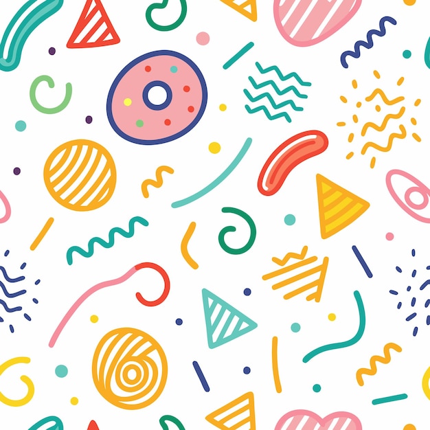 Vector colorful line themed doodles