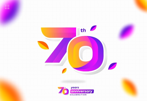 Vector colorful modern number 70. 70th anniversary. 70th birthday