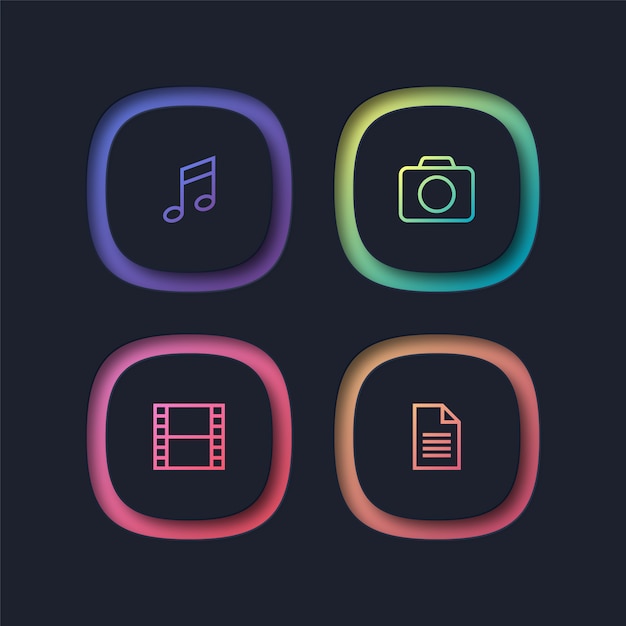 Colorful multimedia icons