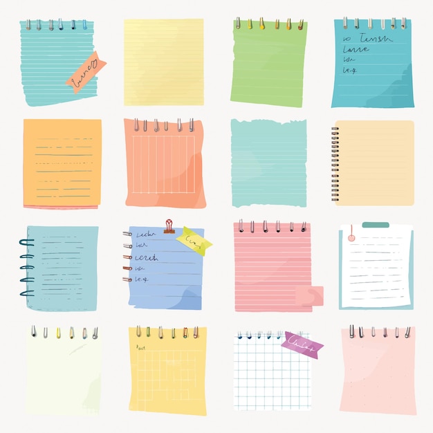 Vector colorful notepads grid collection set