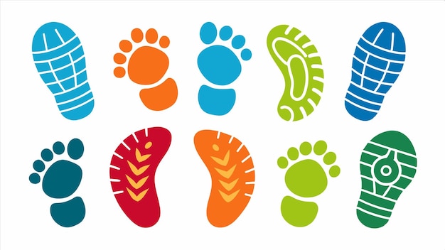 a colorful picture of a foot print with a blue and orange design