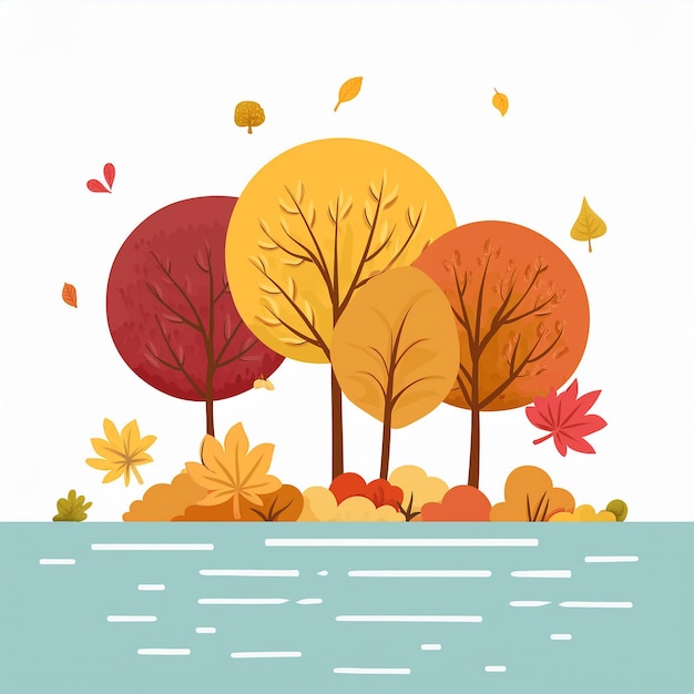 Vector a colorful picture of trees and leaves with the word autumn on it