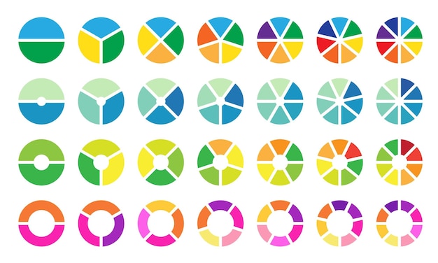 Colorful pie and donut chart collection