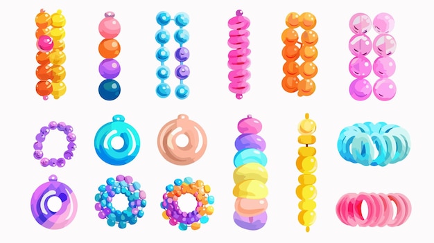 Vector colorful plastic kids beads for diy beading accessories