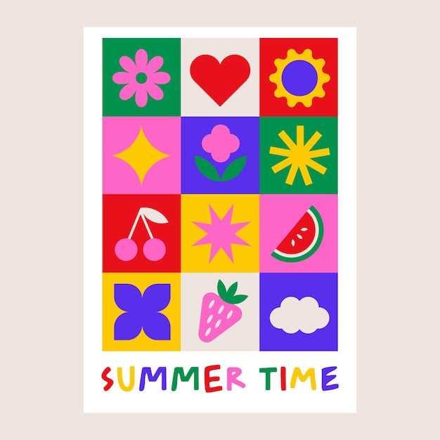 Vector a colorful poster with the word summer time on it