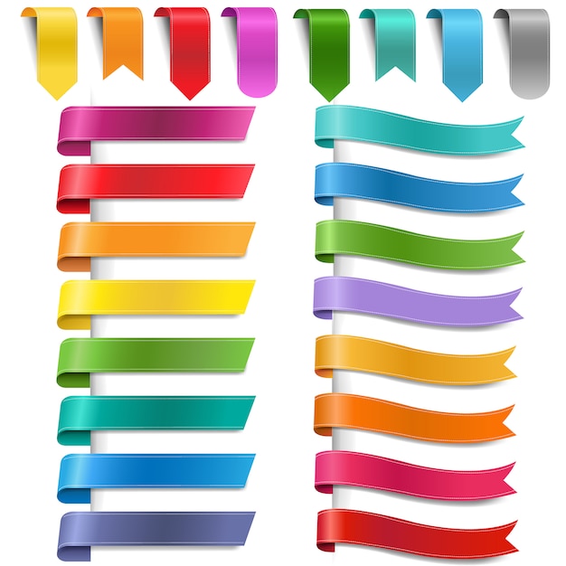 Colorful Ribbon Collection Isolated White Background With Gradient Mesh