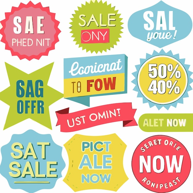 Vector colorful sale stickers eyecatching discounts promotions