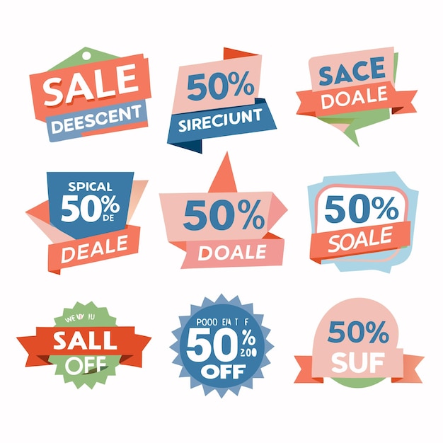 Vector colorful sale stickers with different discounts in blue background