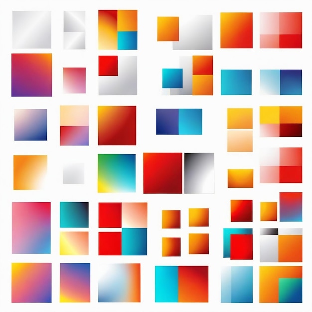 a colorful series of squares with different colors and shapes