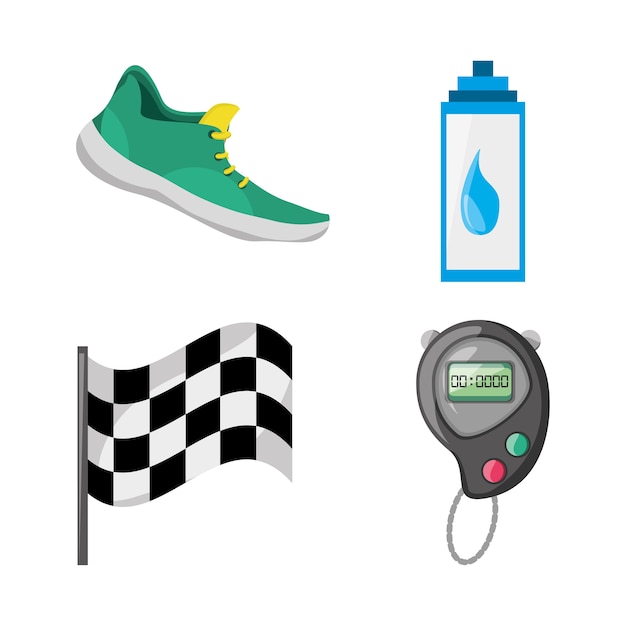 Vector colorful set icon related with running and competition sport