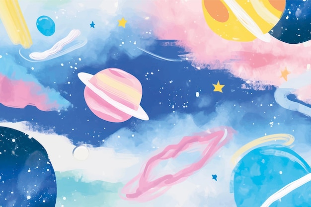 Colorful spacethemed digital illustration