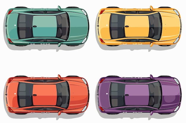 Vector colorful suv top view car set vector illustration