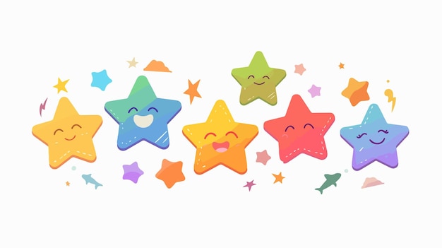 Colorful Toy Stars on White Background Vector Illustration