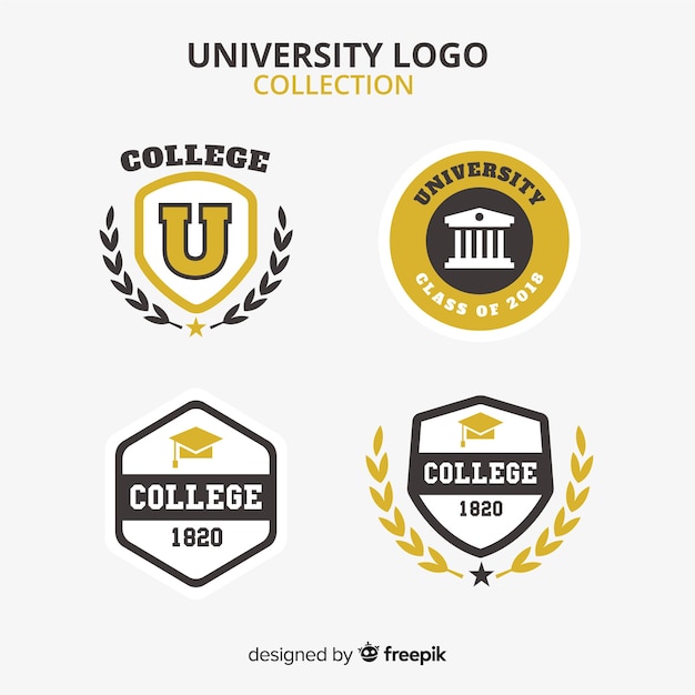 Vector colorful university logo collection with flat design