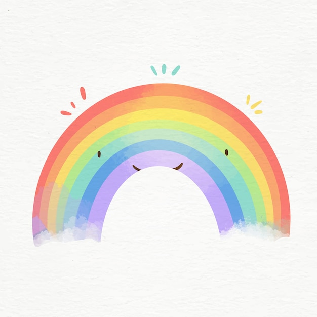 Vector colorful watercolor rainbow illustrated