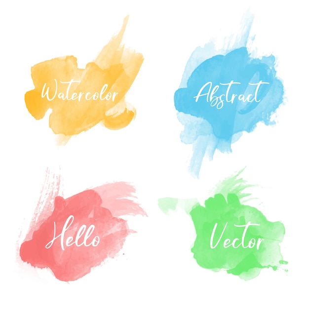 Vector colorful watercolor splash texture set