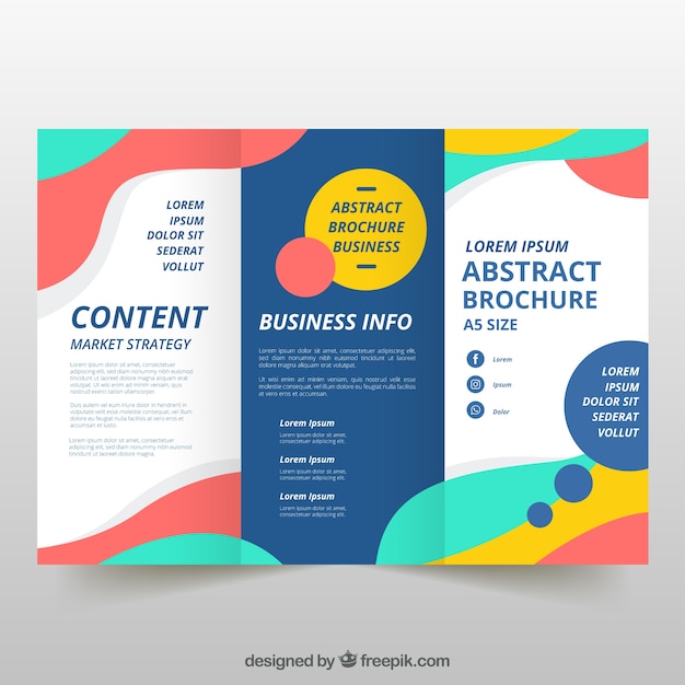 Vector colorful wavy trifold business flyer