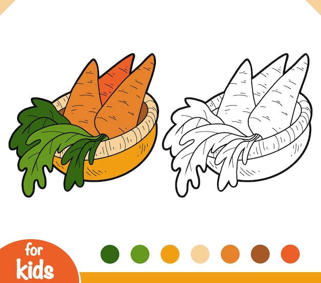 Coloring book Carrots in a basket