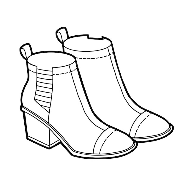 Coloring book cartoon shoe collection Chelsea boots