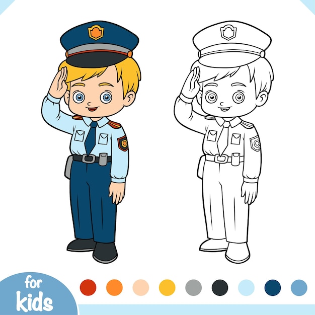 Coloring book for children, Police officer