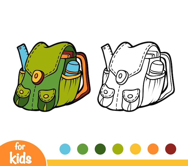 Coloring book for children, School backpack