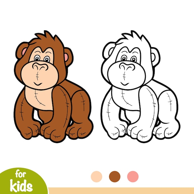 Coloring book for children, Stuffed toy gorilla