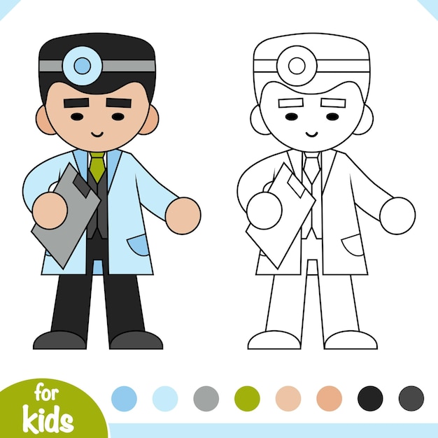 Coloring book Doctor with clipboard