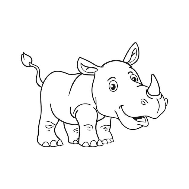 Coloring pages or books for kids cute rhino illustration