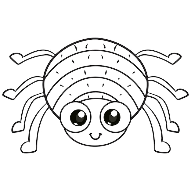 Coloring pages or books for kids cute spider cartoon black and white