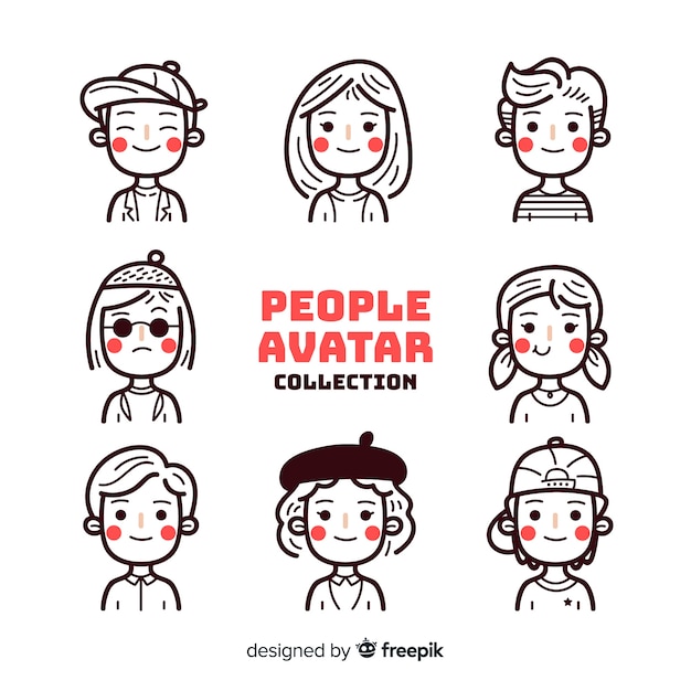 Vector colorless people avatar pack