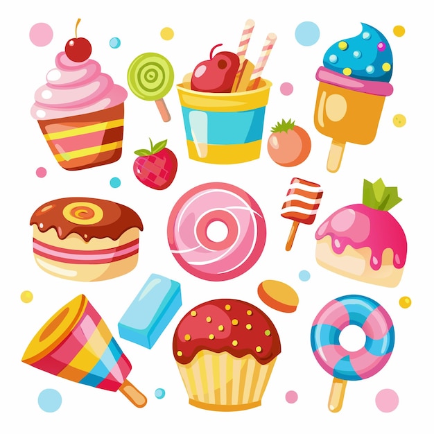 Vector coloured sweets collection on a isolated white background 10