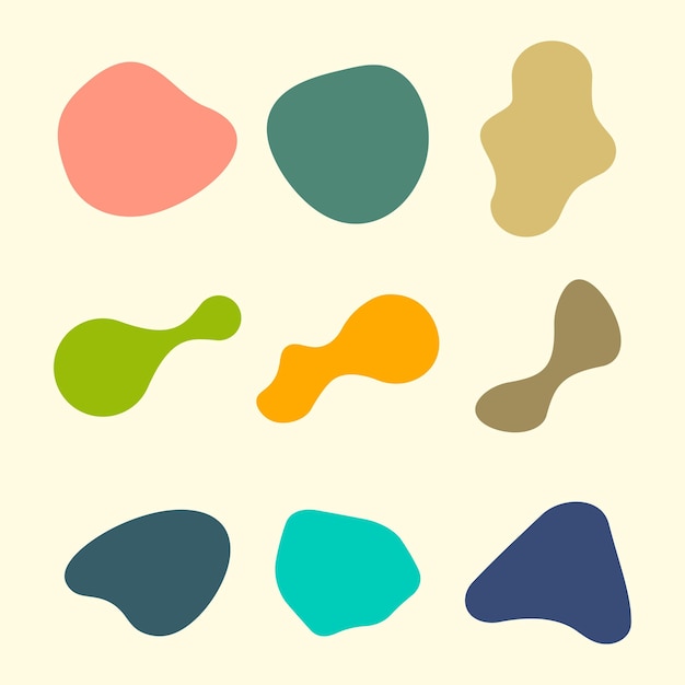 Colourful abstract shapes fluid hand drawn organic shapes vector shape creative element