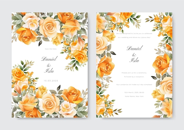 Colourful colorful with beautiful floral flower vector wedding card template watercolor