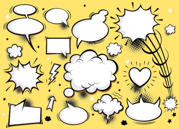 Comic dialog empty cloud, space text.Creative idea conversation comics book sketch explosion.