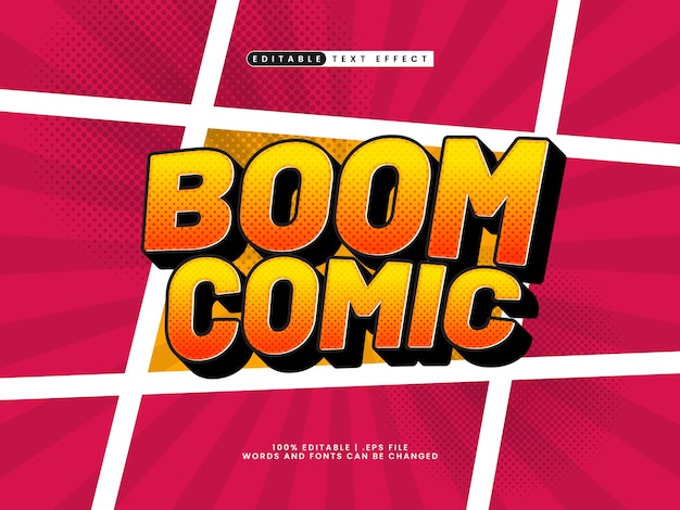 comic editable text effect with boom comic text