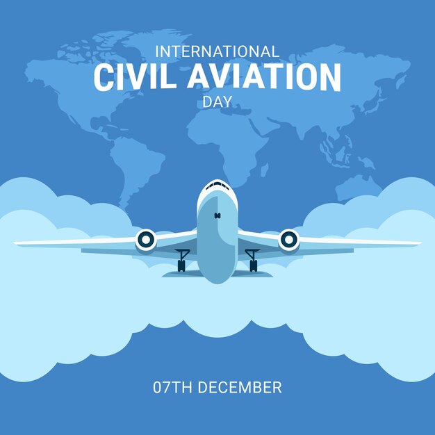 Vector commemorating international civil aviation day 07th december