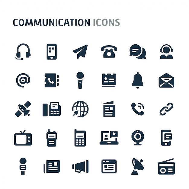 Vector communication icon set. fillio black icon series.